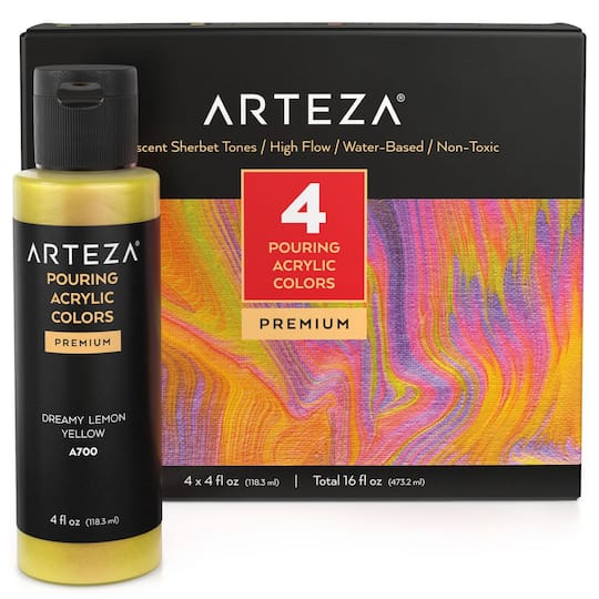 Arteza&#xAE; 4 Color Iridescent Sherbet Tones Acrylic Pouring Paint Set